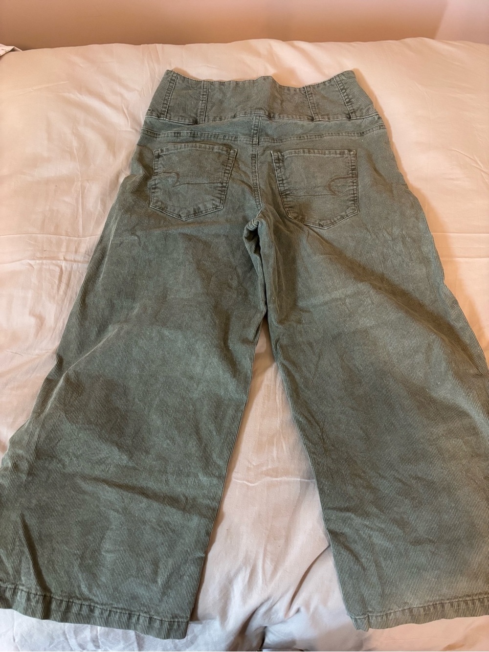 American Eagle Light Olive Corduroy High-Rise Pants